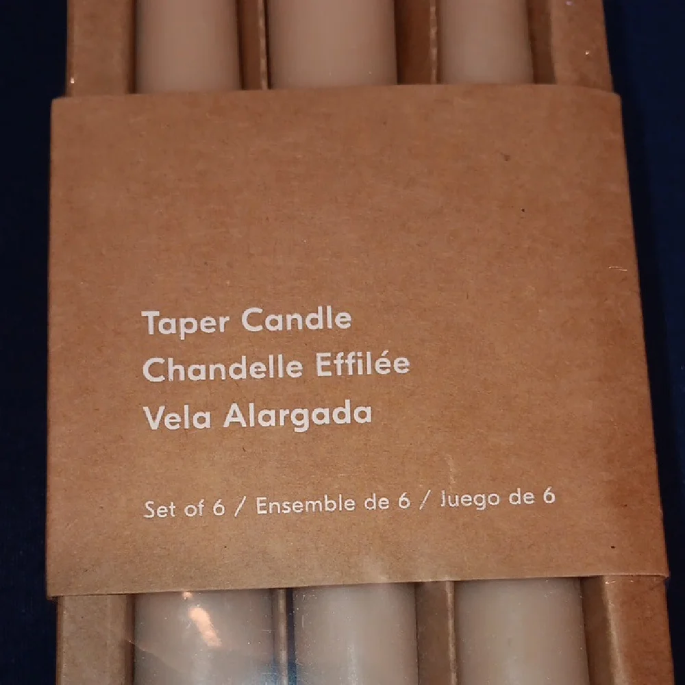 6 Elegant Taper Candles in Taupe